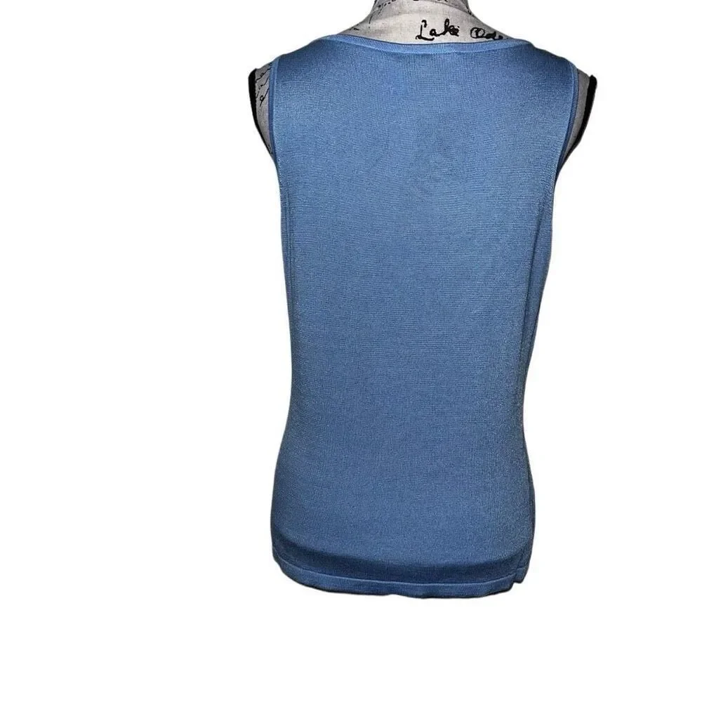 Etcetera sleeveless blue drape neck‎ blouse medium - Picture 3 of 6